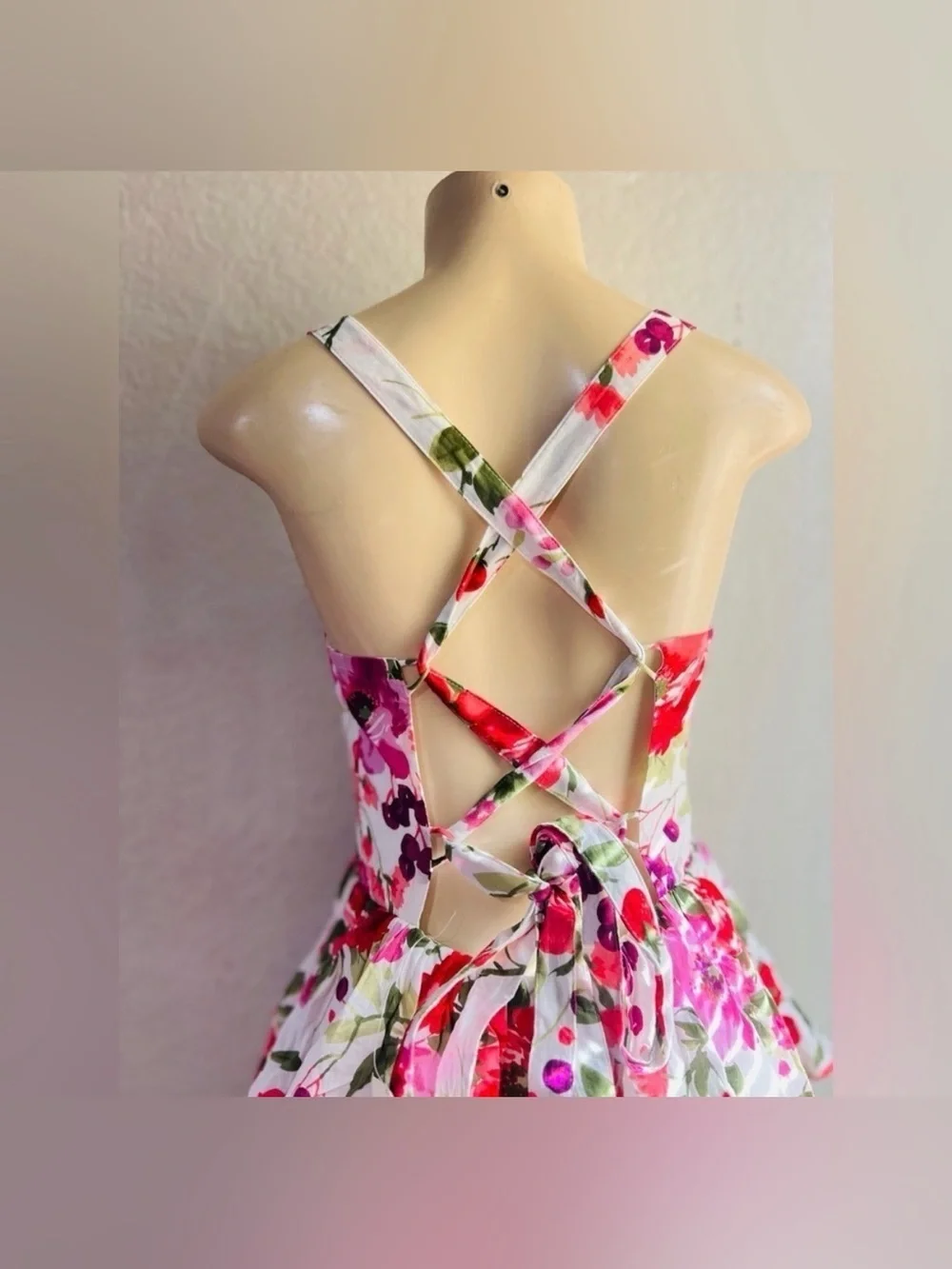 Abercrombie & Fitch Lace-Up Back Tiered Maxi Dress size L  NEW